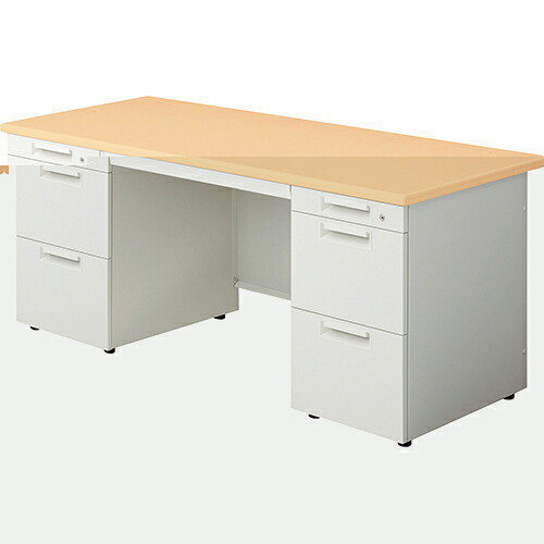 ★ポイント最大16倍★【送料無料】-リード 両袖机 LE-147A-33 WM/W4　プラス 品番 LE-147A-33 WM/W4 pls 680756-【プラス家具】JAN｜【文具の月島堂】店