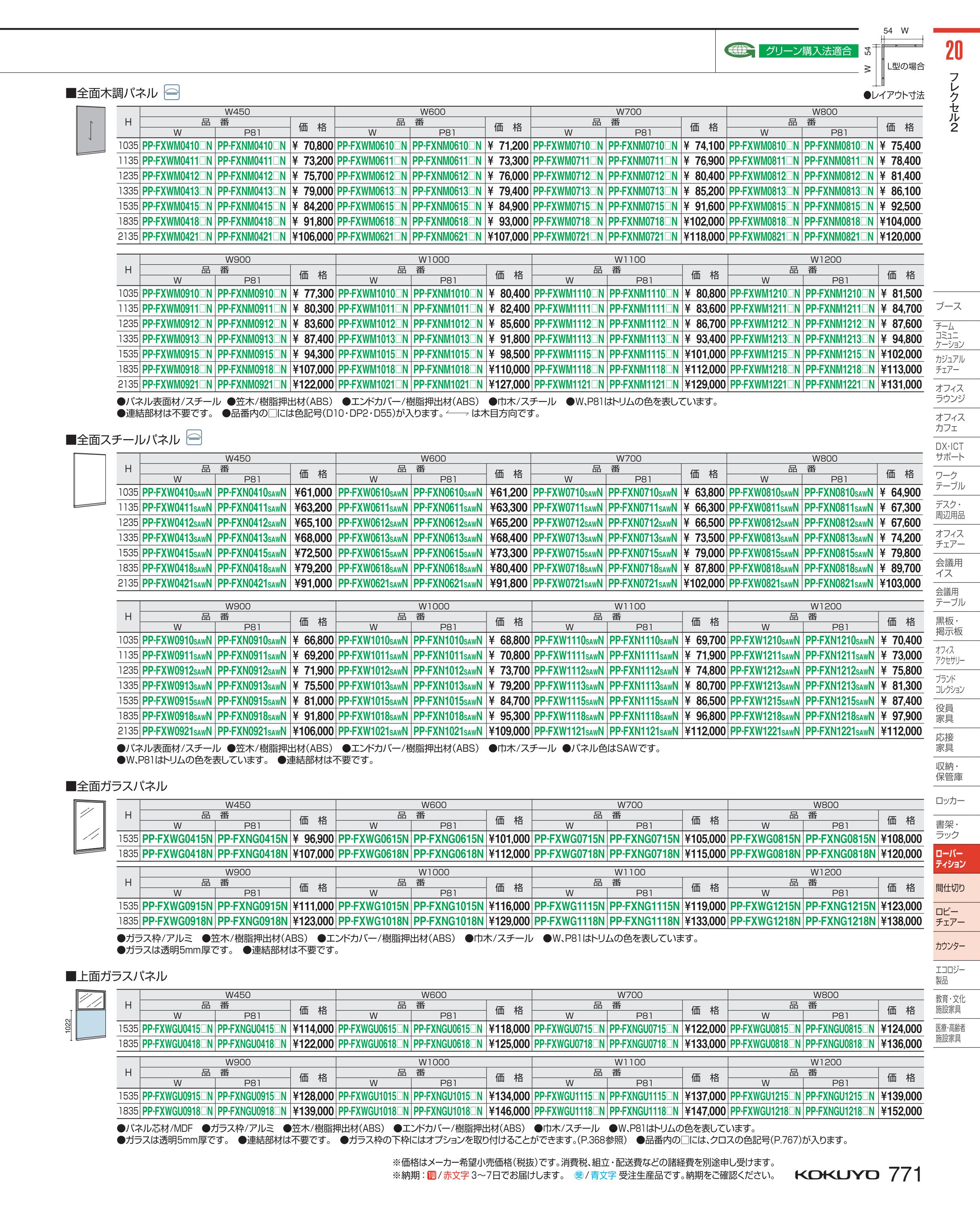 80/20クロス フレクセルＩＩ 上面ガラスパネル PP-FXNGU0915GDXY1N 66108467 送料無料 コクヨ kokuyo 通販 