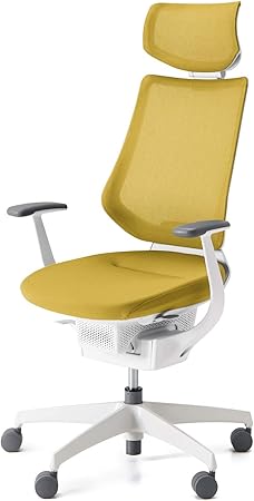 ★ポイント最大16倍★【送料無料】- 回転イス　イング　ヘッドレストタイプ CR-GW3405E1G41S-V ホワイトグレー／オリーブイエロー 64814506 コクヨ kokuyo -【コクヨ家具】｜【文具の月島堂】店
