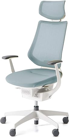 ★ポイント最大16倍★【送料無料】- 回転イス　イング　ヘッドレストタイプ CR-GW3405E1G439-V ホワイトグレー／アッシュターコイズ 64814520 コクヨ kokuyo -【コクヨ家具】｜【文具の月島堂】店