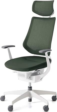 ★ポイント最大16倍★【送料無料】- 回転イス イング ヘッドレストタイプ CR-GW3405E1G4Q6-W ホワイトグレー/ディープグリーン 64814698 コクヨ kokuyo -【コクヨ家具】|【文具の月島堂】店