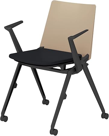 ★ポイント最大16倍★【送料無料】- 会議イス　スタッカ　キャスター脚　肘付 K12-B211CU-G4B61K1 ブラック／ソフトベージュ 66312031 コクヨ kokuyo -【コクヨ家具】｜【文具の月島堂】店
