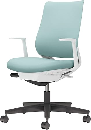 ★ポイント最大16倍★【送料無料】- チェア　ミトラ２　Ｌ型肘　黒脚　白本体 C04-B190CW-E139391 ホワイトグレー／アッシュターコイズ 66666844 コクヨ kokuyo -【コクヨ家具】