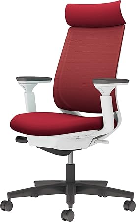 ★ポイント最大16倍★【送料無料】- チェア　ミトラ２　可動肘　黒脚　白本体 C04-B330MU-E1A8A81 ホワイトグレー／カーマイン 66670940 コクヨ kokuyo -【コクヨ家具】