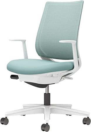 ★ポイント最大16倍★【送料無料】- チェア　ミトラ２　Ｌ型肘　白脚　白本体 C04-W190MW-E139391 ホワイトグレー／アッシュターコイズ 66677642 コクヨ kokuyo -【コクヨ家具】