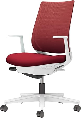 ★ポイント最大16倍★【送料無料】- チェア　ミトラ２　Ｌ型肘　白脚　白本体 C04-W190MW-E1A8A81 ホワイトグレー／カーマイン 66677666 コクヨ kokuyo -【コクヨ家具】