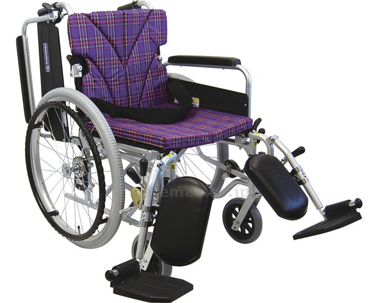 アルミ自走車いす KA820-42ELB-LO A3_紺チェック カワムラサイクル 取寄品 JAN 4514133048984  介護福祉用具｜車椅子