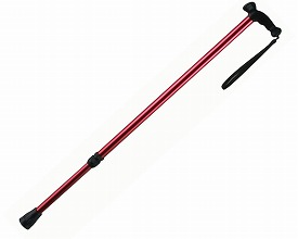 ★ポイント最大16倍★【全国配送可】-プッシュボタン型アルミケイン KS-23R　レッド クリスタル産業　JAN 4524718003062 kt206292 取寄品 歩行関連 杖 伸縮杖-【介護福祉用具】
