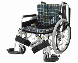 ★ポイント最大16倍★【全国配送可】-アルミ自走車いす　KA822-45B-H A9_緑チェック カワムラサイクル　JAN 4514133034918 kt270147 取寄品 歩行関連 車いす 自走式-【介護福祉用具】｜【文具の月島堂】店