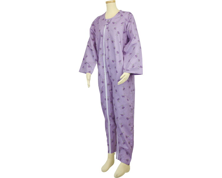 ★ポイント最大16倍★【全国配送可】-テイコブ　エコノミー上下続き服 UW01　花柄パープル　M 幸和製作所　JAN 4938765002372 kt306419 取寄品 衣類 ねまき 介護ねまき-【介護福祉用具】