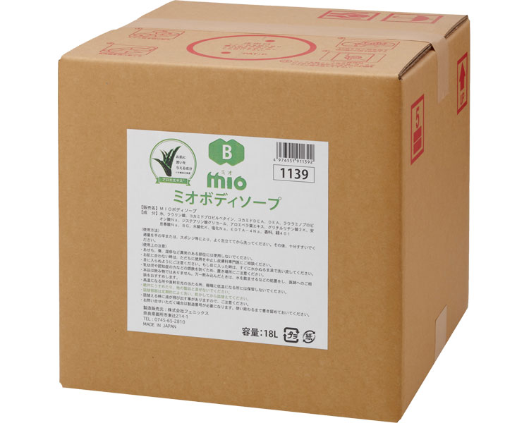 ★ポイント最大16倍★【全国配送可】-ミオボディソープ 00091139 18L フェニックス JAN 4976551911392 kt339510 取寄品 入浴関連 清拭剤 ボディソープ-【介護福祉用具】|【文具の月島堂】店