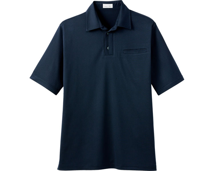 ★ポイント最大16倍★【全国配送可】-和ニットポロシャツ FB4532U-8　ネイビー　L ボンマックス　JAN 4544316376238 kt374514 取寄品 衣類 ユニフォーム トップ-【介護福祉用具】