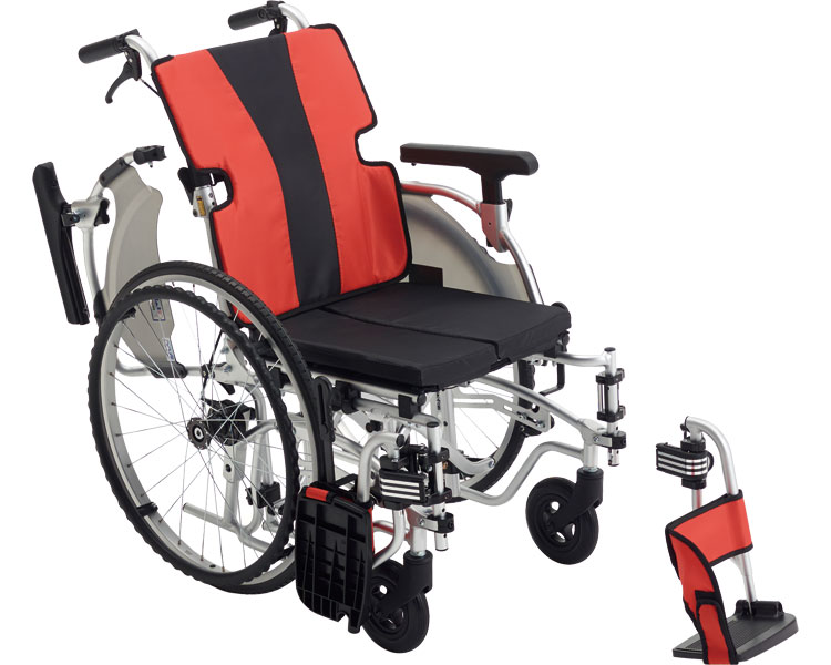 ★ポイント最大16倍★【全国配送可】-アルミ自走車いす　MEF-22　スタンダード レッド（A17/A18) ミキ　JAN 4536697116299 kt384119 取寄品 歩行関連 車いす 自走式-【介護福祉用具】