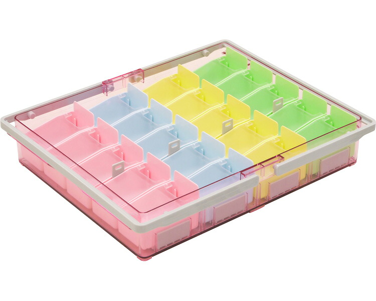 ★ポイント最大16倍★【全国配送可】-投薬箱（取手付）20駒（大）セット YM-20L-PC ピンク 山崎産業 JAN 4903180166626 kt419359 取寄品  医療・施設 その他医療 薬入れ-【介護福祉用具】