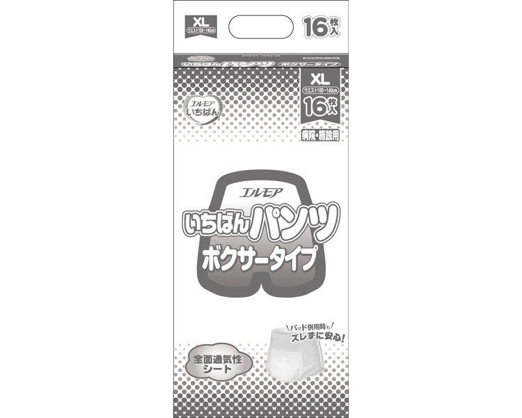 ★ポイント最大16倍★【全国配送可】-業）エルモアいちばんパンツボクサー　XL 452841→454141　16枚 カミ商事　JAN 4971633714830 kt448077 取寄品 排泄関連 紙おむつ パンツタイプ-【介護福祉用具】