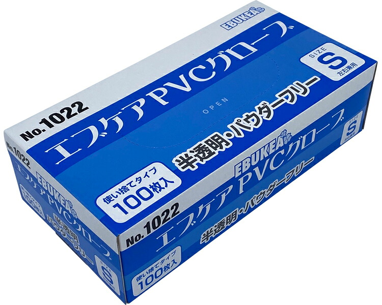 ★ポイント最大16倍★【全国配送可】-エブケアPVCグローブ　パウダーフリー 1022　M　100枚 エブノ　JAN 4520951011925 kt477103 取寄品 医療・施設 手袋 プラ手袋-【介護福祉用具】 9,372円