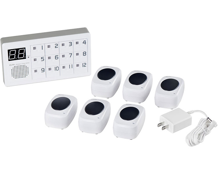 ★ポイント最大16倍★【全国配送可】-卓上押ボタン送信器6台+12ch受信器セット EWS-S7035 朝日電器　JAN 4901087220984 kt492178 取寄品 日常生活 報知装置 一方向通信呼び出し-【介護福祉用具】 16,929円