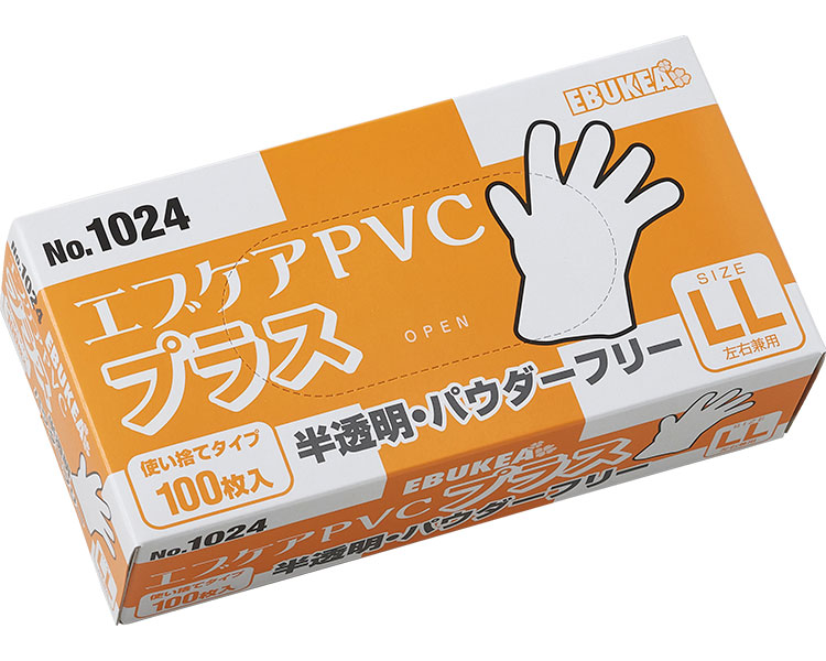 ★尖んがり最大限度16倍★【全国送りとどける可】-ｴﾌﾞｹｱPVCﾌﾟﾗｽ ﾊﾟｳﾀﾞｰﾌﾘｰ 1024 LL 100枚入 半澄み切った エブノ JAN 4520951014377 kt500272 取寄品  診療・創業 グローブ プラグローブ-【介護有益物の具】