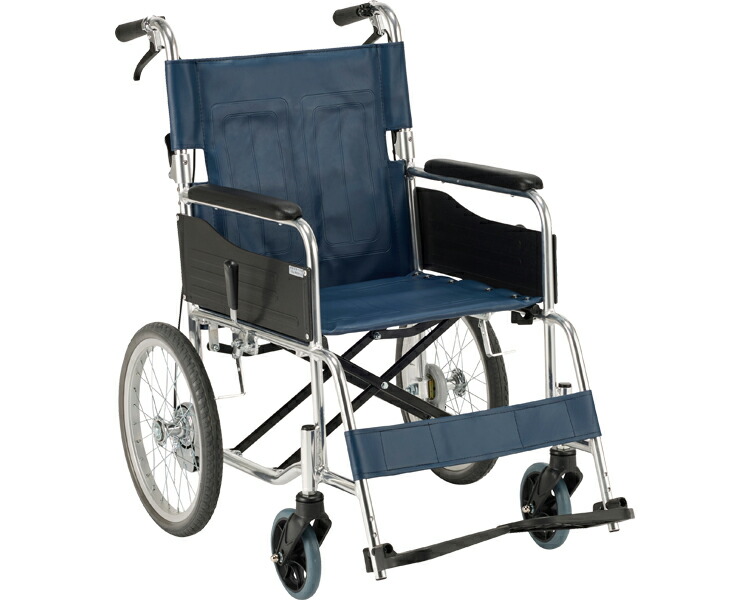 ★ポイント最大16倍★【全国配送可】-標準型車椅子　RW-30B　介助用 紺ビニールレザー マキテック　JAN 4968501791659 kt508060 取寄品 歩行関連 車いす 介助式-【介護福祉用具】
