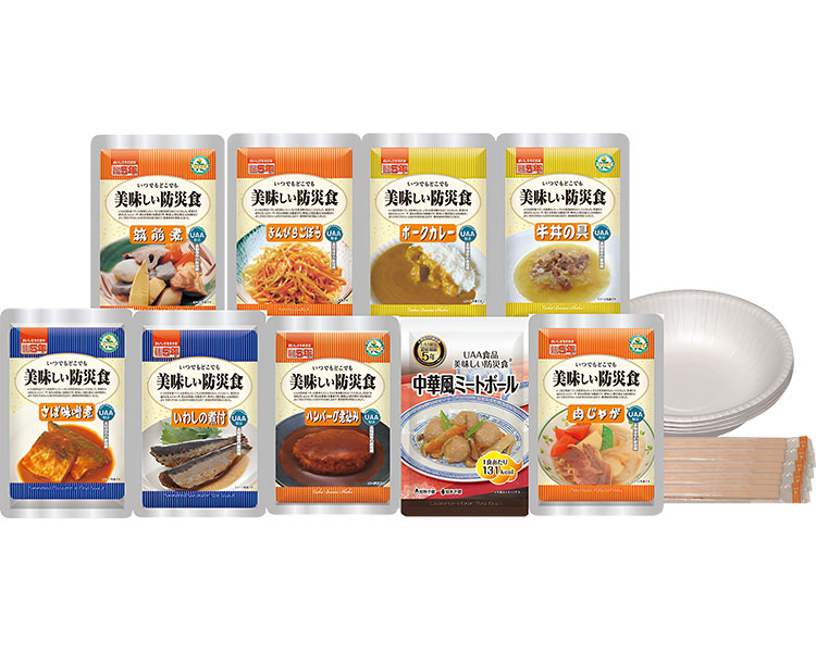 ★ポイント最大16倍★【全国配送可】-美味しい防災食セットお惣菜アソートセット OA9　1人3日分 アルファフーズ　JAN 4580399819996 kt530553 取寄品 食事関連 介護食・健康食品 その他(介護食・健康食品)-【介護福祉用具】｜【文具の月島堂】店