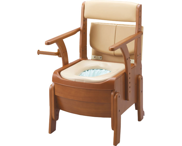 ★ポイント最大16倍★【全国配送可】-家具調トイレセレクトR自動ラップ2　ノーマル 533-951　ソフト便座 アロン化成　JAN 4970210291689 kt534840 取寄品 排泄関連 ポータブルトイレ 木製トイレ-【介護福祉用具】｜【文具の月島堂】店