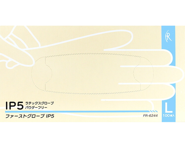 ★ポイント最大16倍★【全国配送可】-ファーストグローブIP5　パウダーフリー FR-6244　L　100枚入 ファーストレイト　JAN 4582465662444 kt539020 取寄品 医療・施設 手袋 ラテックス手袋-【介護福祉用具】｜【文具の月島堂】店