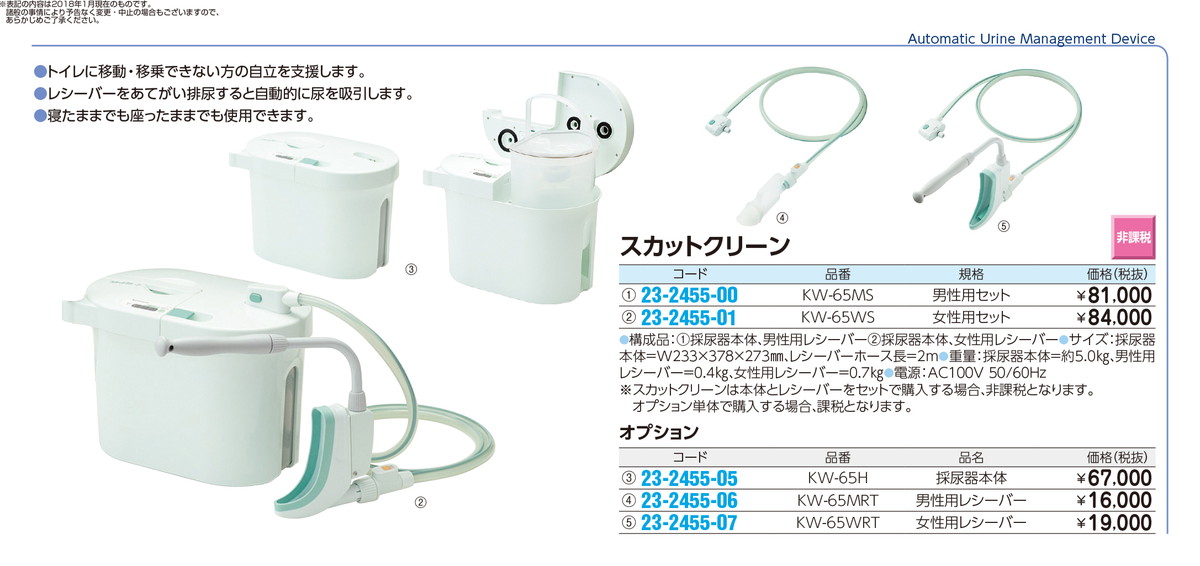 全3色/黒/赤/ベージュ 自動採尿器 スカットクリーン/KW-65MRT 男性用