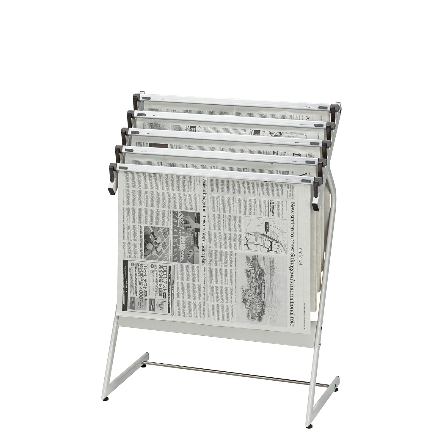 ★ポイント最大16倍★【送料無料】-新聞架（５本タイプ） CR-SN551-W(スチールセイ) 品番 my24-3020-01-- 1入り-【ＭＹ医科器機】JAN 4953349041806｜【文具の月島堂】店