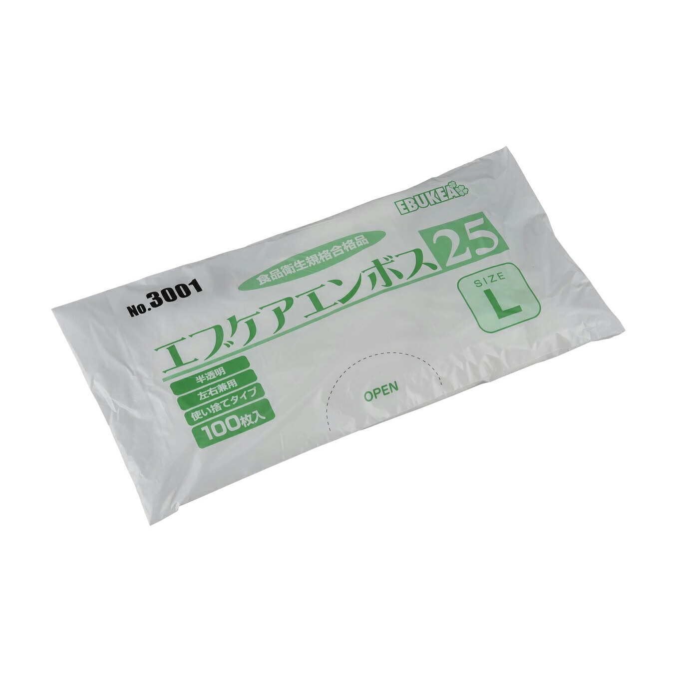 ★ポイント最大16倍★【送料無料】-エブケアエンボス２５（袋入）半透明 3001(100マイイリ) 品番 my24-9524-0004 60入り-【ＭＹ医科器機】JAN 4520951011161