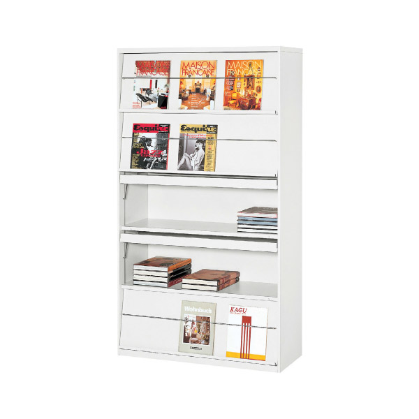 ★ポイント最大16倍★【通販限定価格】-雑誌架5段タイプ DMR-5W 【コード 16166】 新品 完成品 日本製 幅1000mm奥行400mm高さ1800mm-【送料別途 ご注文時に必ず配送表をご確認ください】 t-skf0133