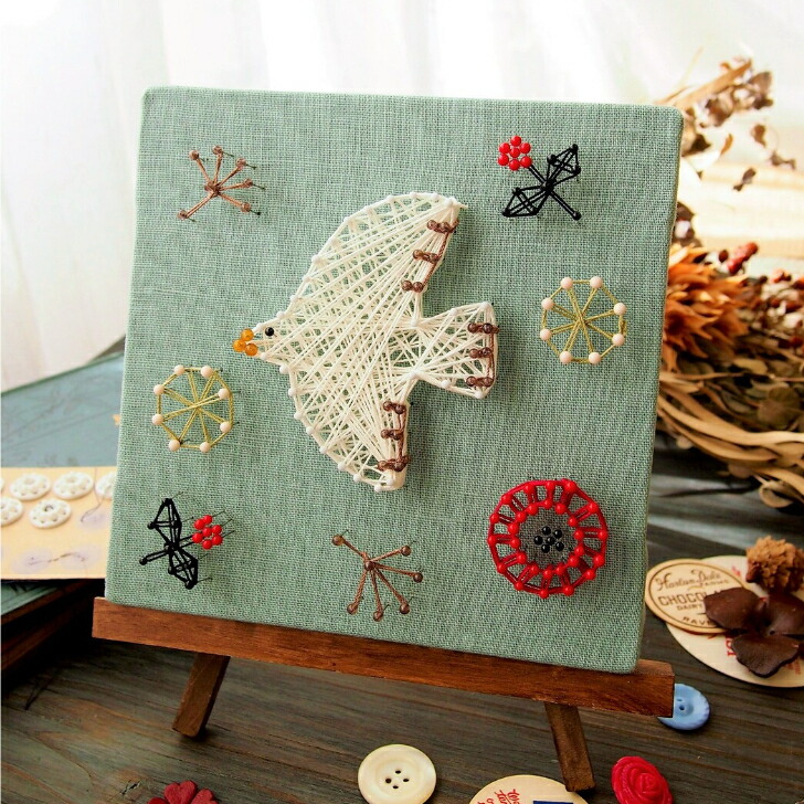 まち針ストリングアート「春告げ小鳥」
