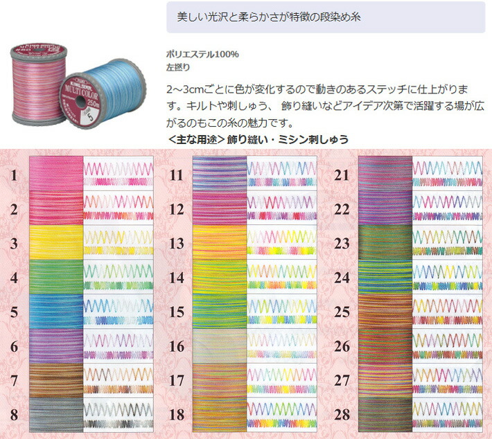 楽天市場 糸 段染 ミシン糸 糸 マルチカラー Multi Color 50番250m つくる楽しみ 手芸材料の専門店 つくる楽しみ