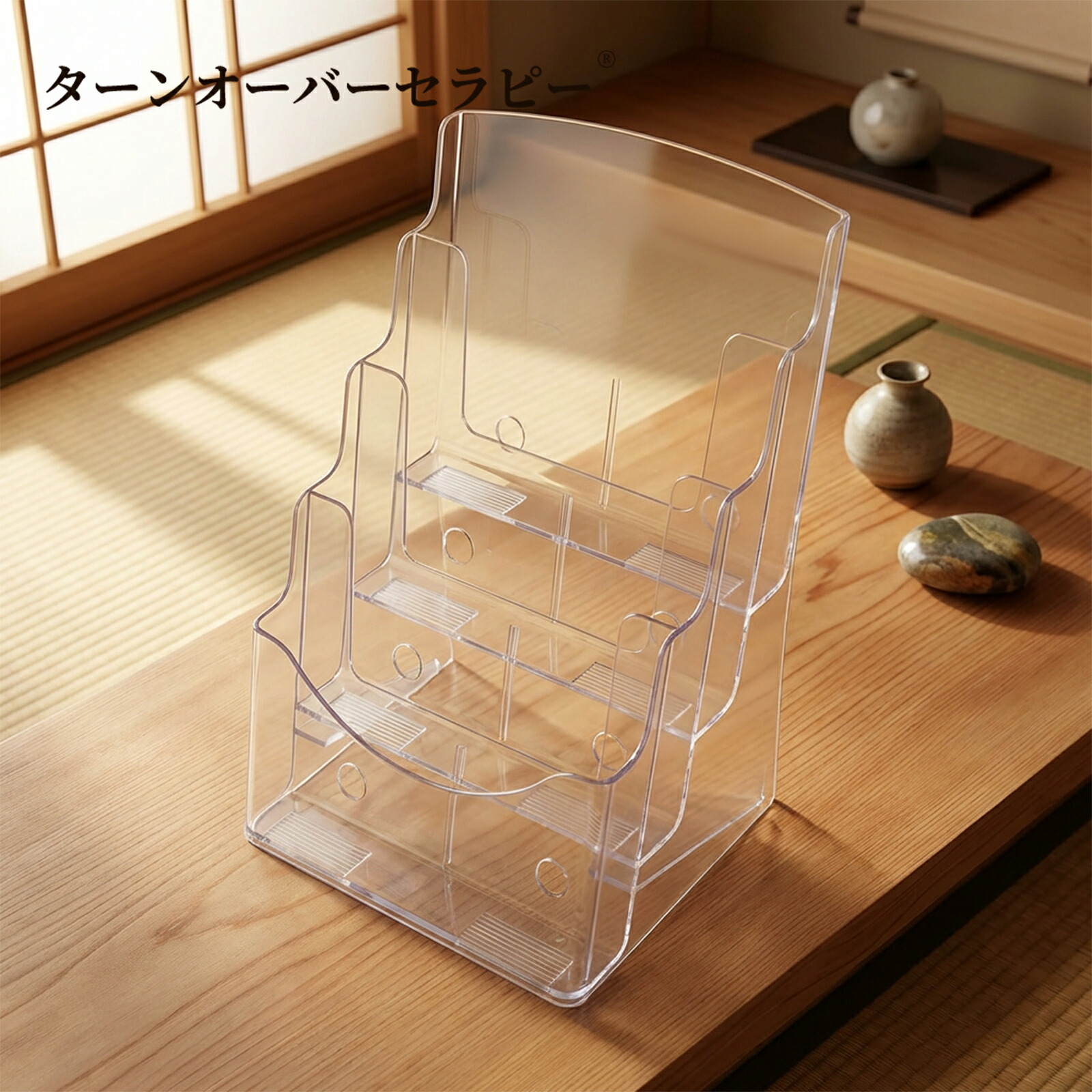 A4 4段 卓上カタログスタンド 透明パンフレットケース チラシラック 組立式 (1個 A4縦型4段) [並行輸入品]