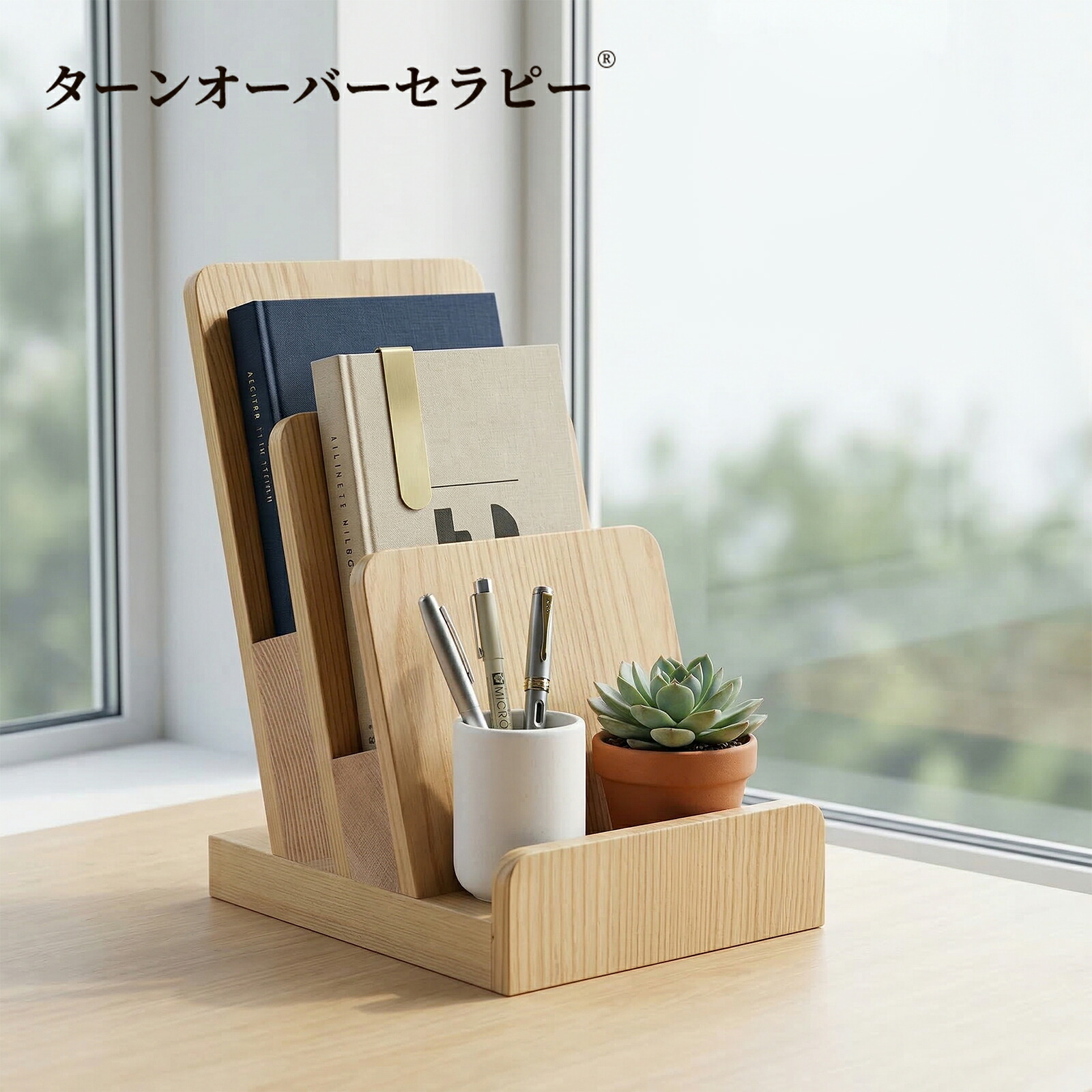 3段パイン材ブックホルダー 木製ディスプレイスタンド パンフレット・雑誌・小冊子・メニュー用｜ターンオーバーセラピー 8,981円