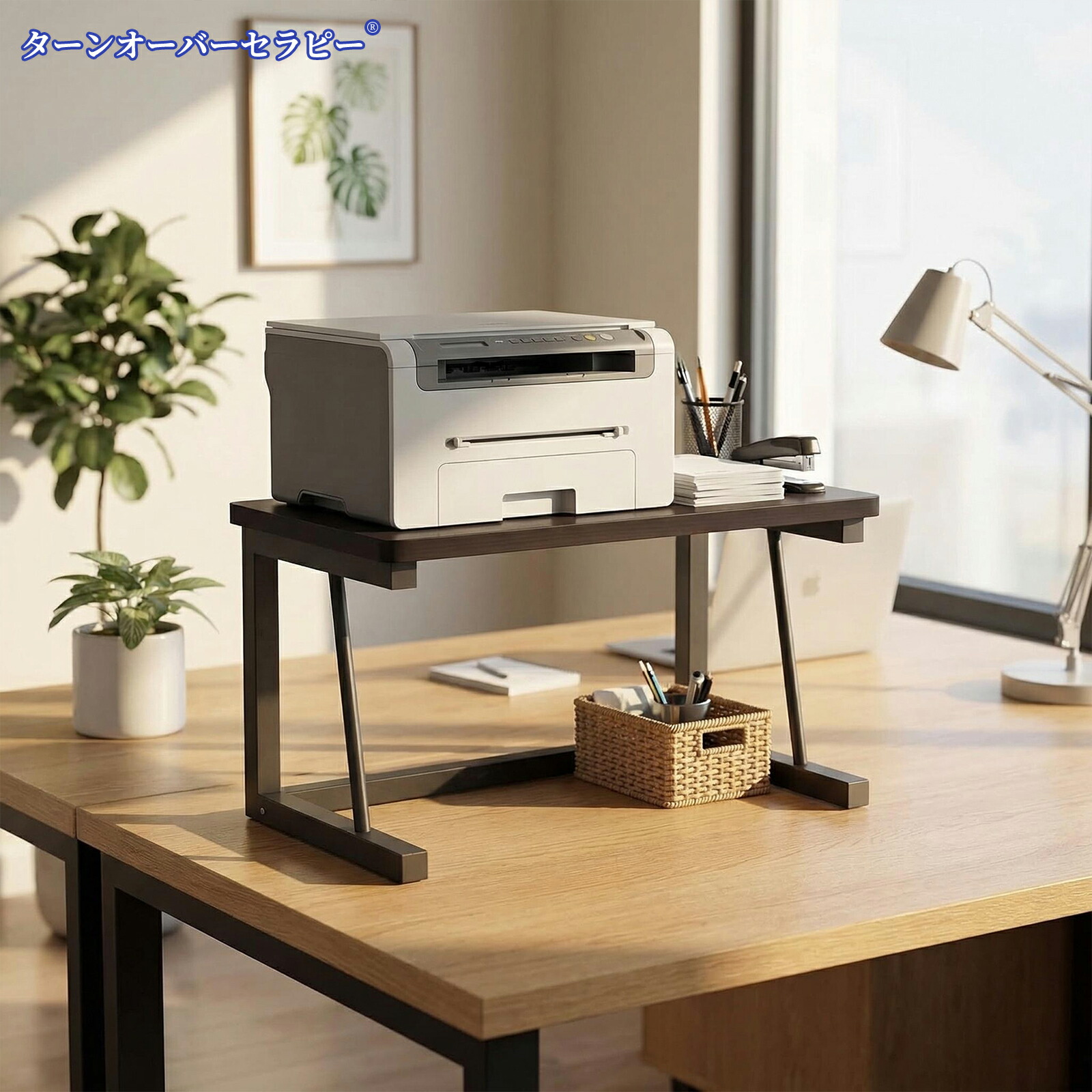 プリンター台 ラック 木製 2段 卓上 机上 机下台 収納 シンプルデザイン 幅57cm×奥行34cm×高さ38cm オフィス 家庭用 各棚板耐荷重25kg 組み立て簡単 アイテム分類保管 スペース節約 6,471円