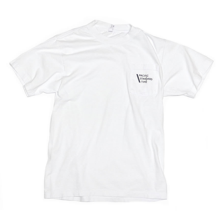 PACIFIC STANDARD TIME パシフィックスタンダードタイム LOGO SS TEE WHITE 半袖Tシャツ  MADE IN USA カリフォルニア LA サーフブランド スケートブランド タータスストアー大阪