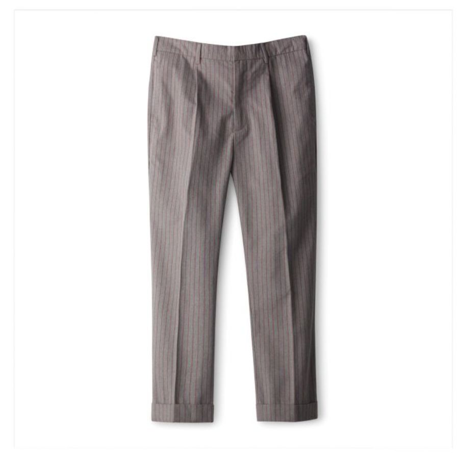 BRIXTON ( ブリクストン ) / トラウザーパンツ リラックスフィット クロップド / RELAXED FIT / REGENT RESERVE TROUSEE - HEATHER GREY x DARK BRICK STRIPE / 04217-HGDBS / メンズ 送料無料 スケートブランド スケボー サーフブランド【t79】|タータスストアー大阪