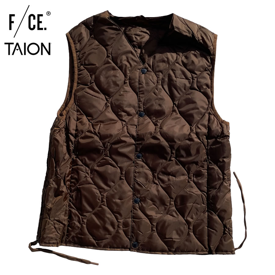 TAION BY F/CE. PACKABLE DOWN VEST - BROWN/ FSP09232U0002 / FCE タイオン バイ エフシーイー パッカブルインナーダウンベスト メンズ レディース ブラウン|タータスストアー大阪