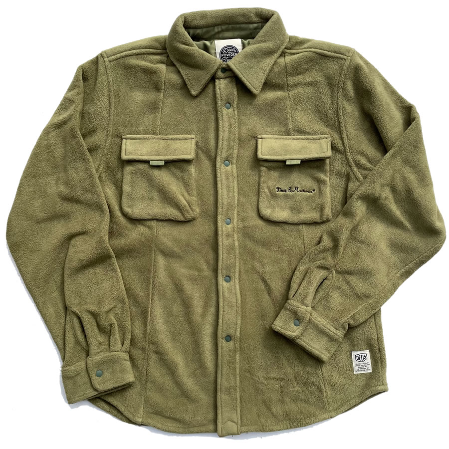 DEUS EX MACHINA ( デウスエクスマキナ ) / フリース シャツジャケット / HIGHLANDS FLEECE SHIRT - GREEN OLIVE / DPT22008 / メンズ グリーンオリーブカーキ