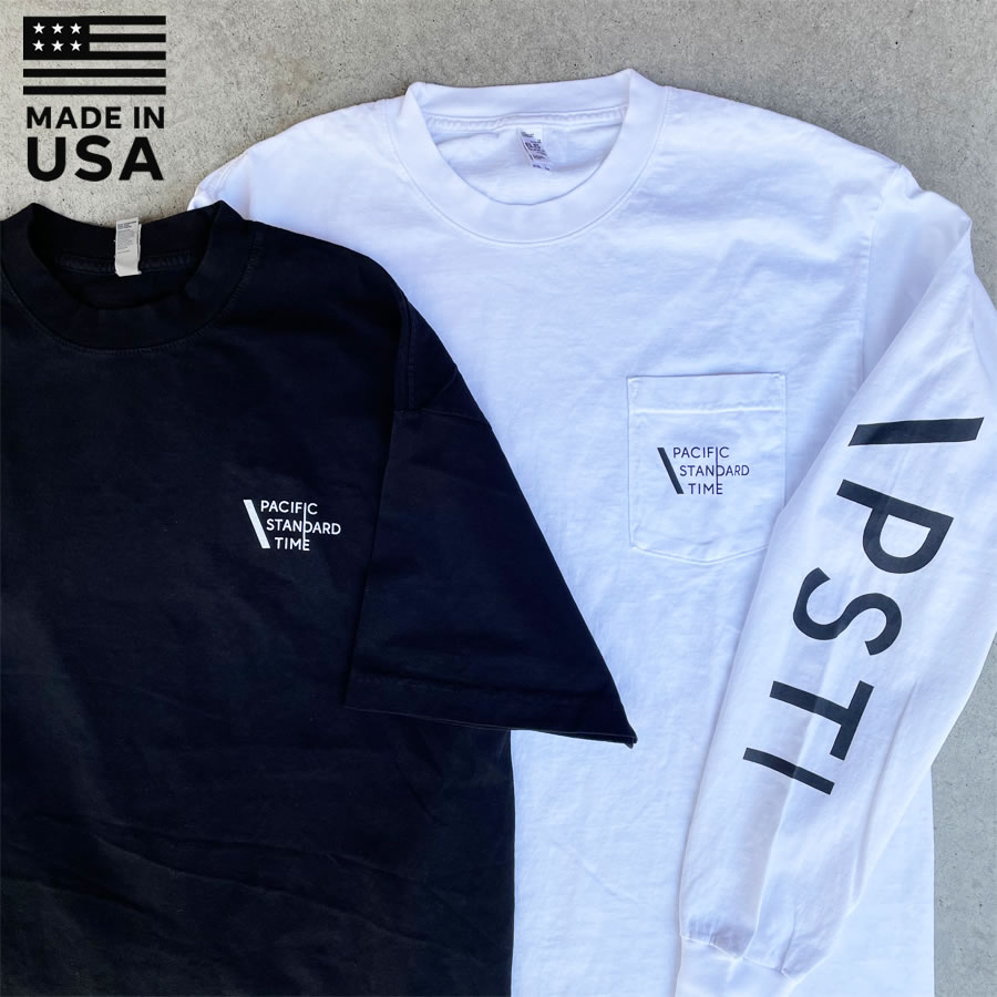 PACIFIC STANDARD TIME  / 半袖\u0026長袖ティーシャツ LOGO LS \u0026 SS 2PACK TEE - 2枚組 色つや組み換え可 / PST 半袖ティーシャツ ロンT / MADE IN USA /  WHITE BLACK モノクローム 白いこと黒いこと 天使の都市アパ LOS ANGELES APPAREL 天使の都市 APPAREL 天使の都市御召しもの 父の日 差し上げ物