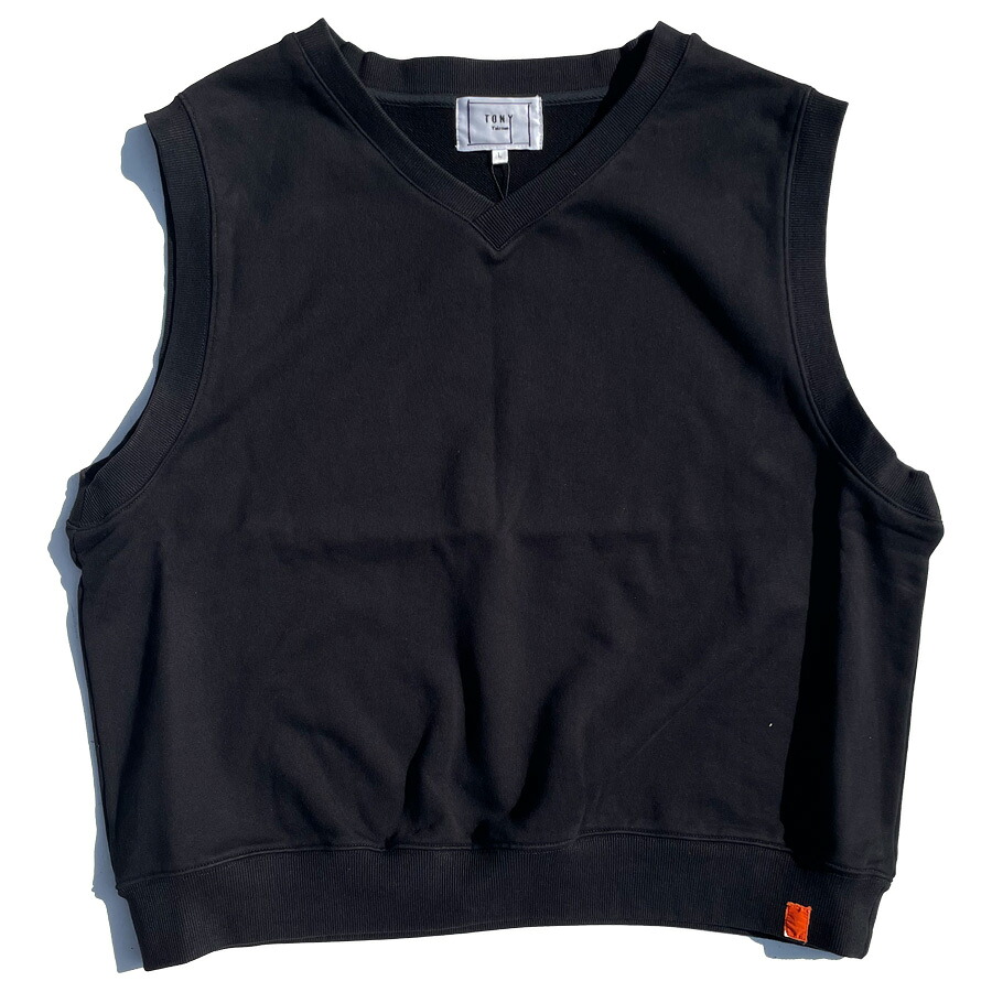 Tony Taizsun(トニー タイズサン) / スウェットベスト / MM SWEAT VEST - BLACK / 25SP-008 / メンズ 黒 ブラック ロゴ シンプル