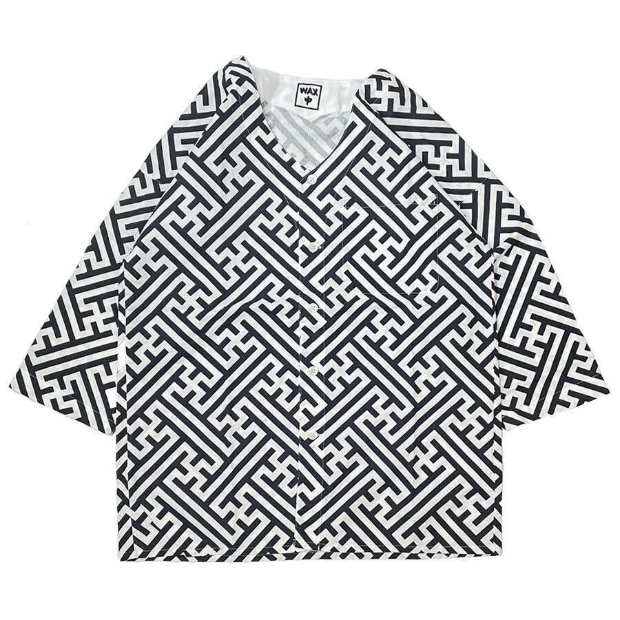 WAX THM Koikuchi-shirts \"Cube刺繍\" ホワイト WAX(ワックス) / 鯉口シャツ / Koikuchi-shirts 