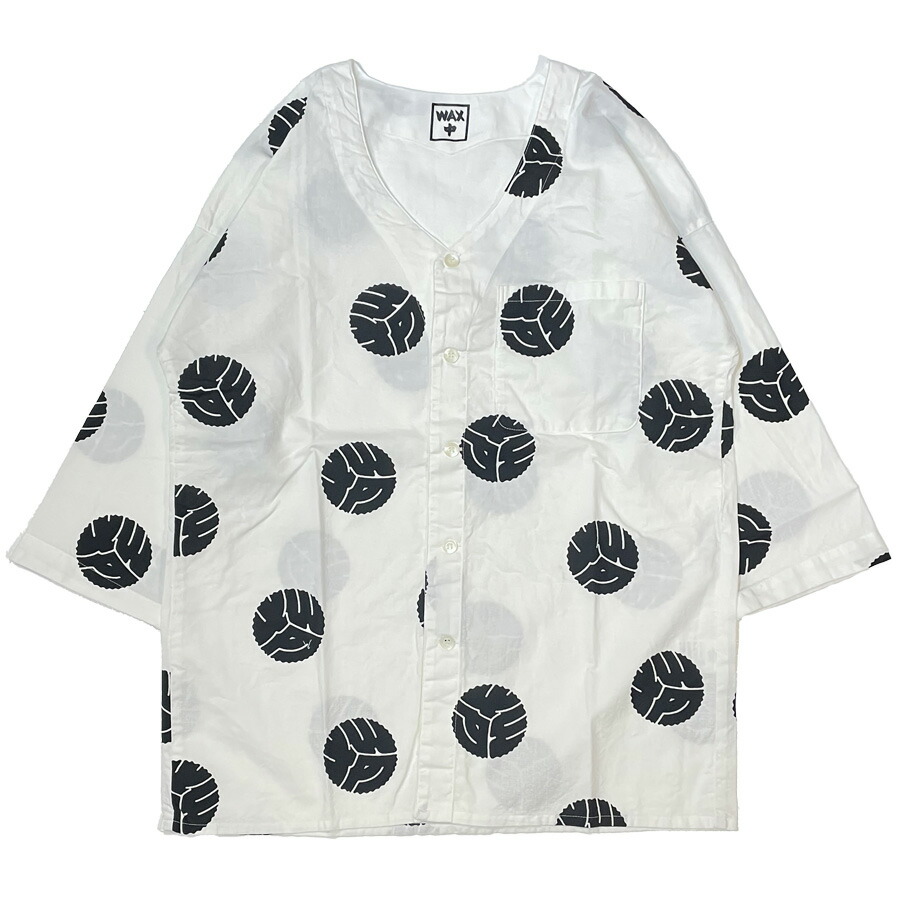 WAX THM Koikuchi-shirts \"Cube刺繍\" ホワイト WAX(ワックス) / 鯉口シャツ / Koikuchi-shirts 