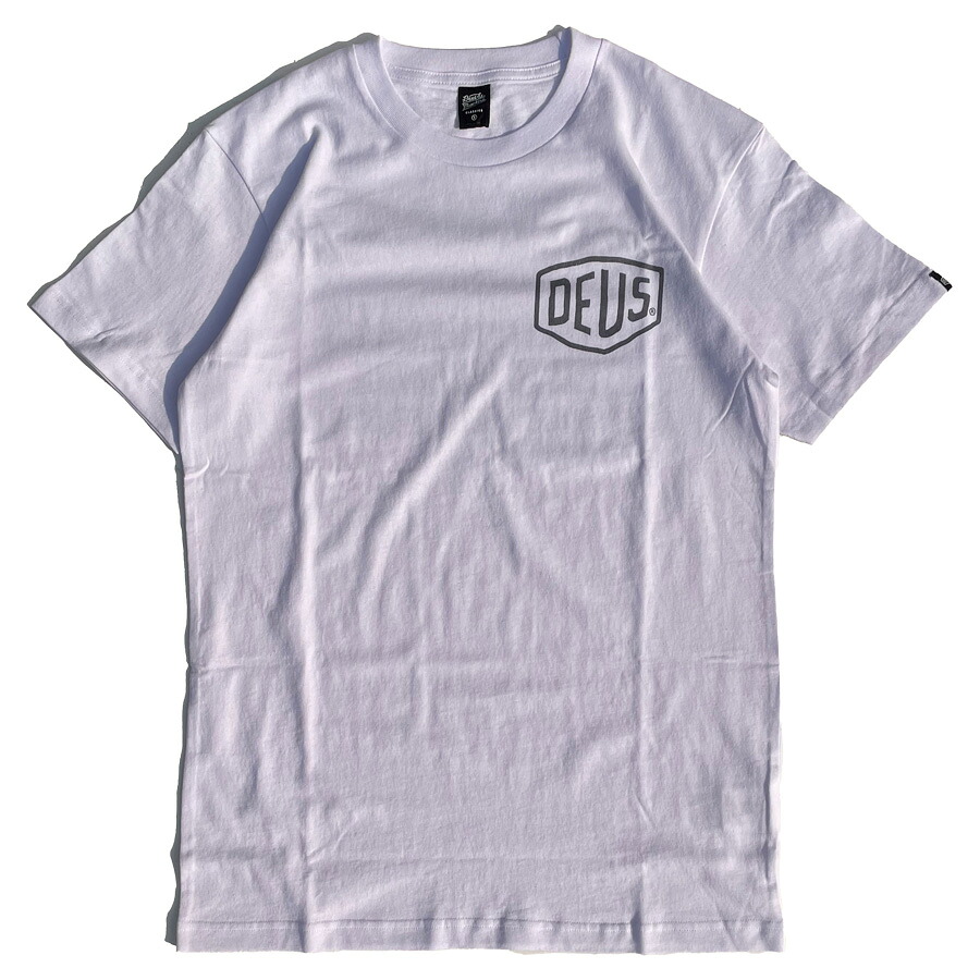 [定め事品 無料ラッピング可] DEUS EX MACHINA ( デウスエクスマキナ ) ティーシャツ / VENICE  ADDRESS TEE - WHITE / DMW41808C  デウス 抽出エキス マキナ  DEUSのティーシャツ   白いこと 白 父の日 メンズ 差し上げ物