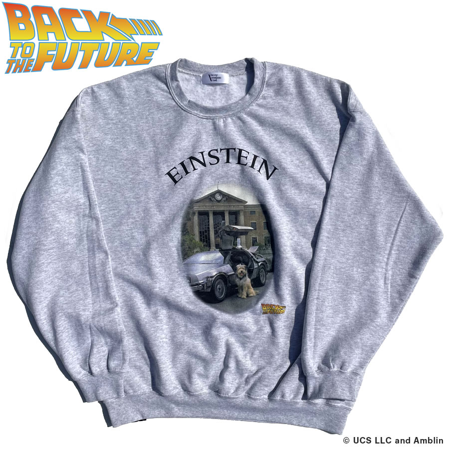 BACK TO THE FUTURE / PACIFIC STANDARD TIME / 裏起毛スウェットクルーネック 調教師 / EINSTEIN SWEAT CREW - ASH / バックトゥーザフューチャー BTTF 知恵袋 薄墨色