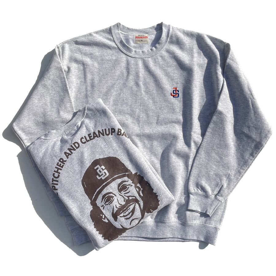JHANKSON(ジャンクソン) / 裏起毛 クルーネック / RANDY BONDS SWEAT - ASH / JH-CS019 / メンズ アッシュグレー 大人気 野球 定番