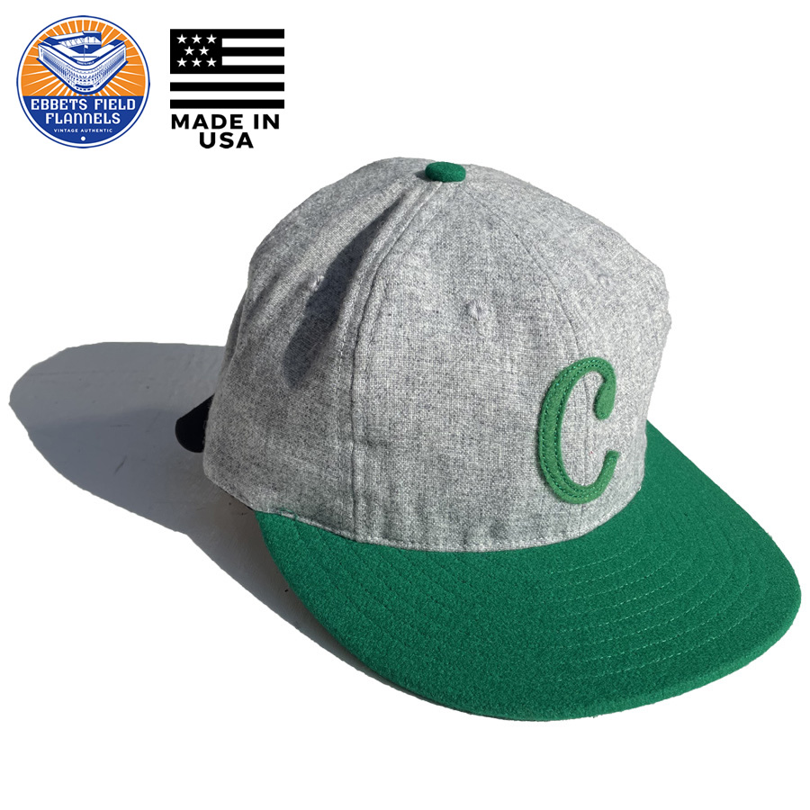EBBETS FIELD FLANNELS(エベッツ) / 帽子 ベースボールキャップ ウール USA製 / CIENFUEGOS ELEFANTES 1946 VINTAGE BALLCAP / GRAY x GREEN / メンズ グレーグリーン アメリカ製