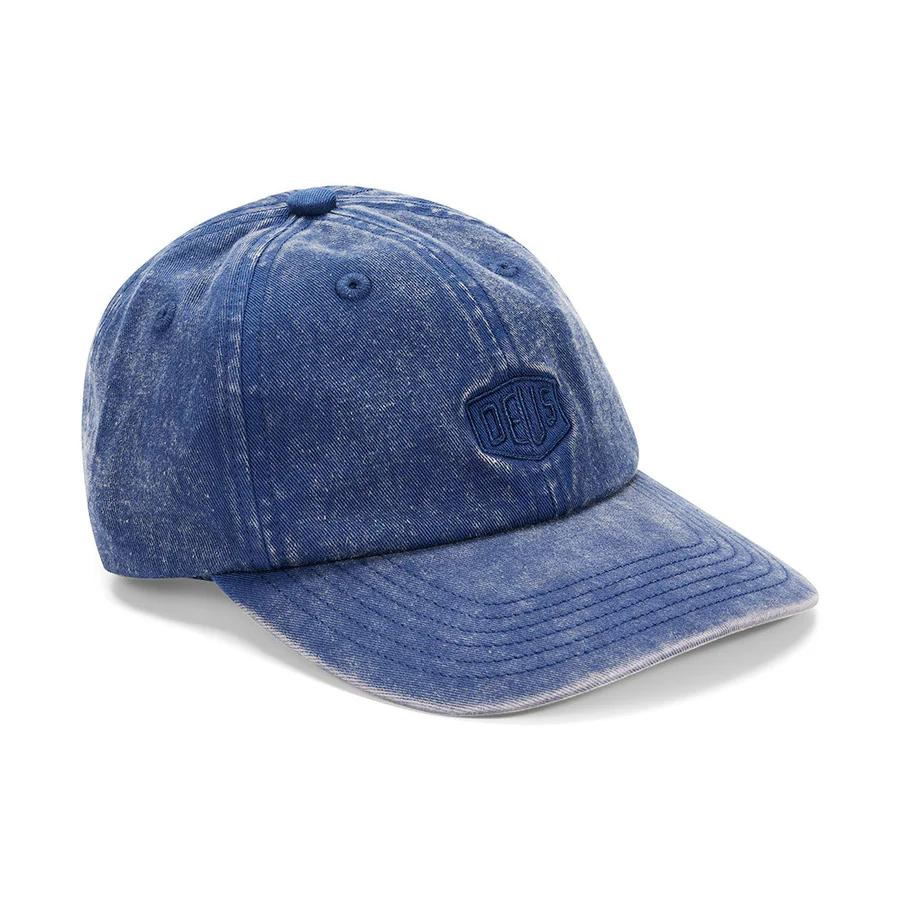 DEUS EX MACHINA ( デウスエクスマキナ ) / コットンベースボールキャップ 帽子 / SHIELD GARMENT DYED DAD CAP - MECHANIC BLUE / D261MHA191 / メンズ レディース ロゴ ウォッシュドネイビー