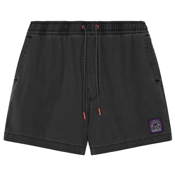DEUS EX MACHINA ( デウスエクスマキナ ) / 水陸両用 街履きボードショーツ / SANDBAR GARMENT DYED SHORT - ANTHRACITE / D261MBS516 / メンズ ブラック 黒 ロゴ 定番 人気