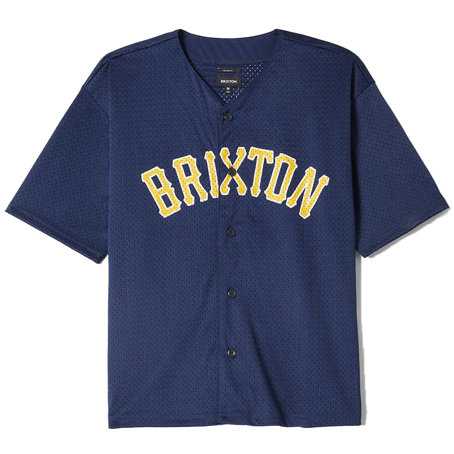 BRIXTON ( ブリクス米トン ) / 半袖メッシュティーシャツ 野球ティーシャツ  / MESH BASEBALL JERSEY - WASHED NAVY / 23005-WANAV 米国海軍 力くらべティーシャツ 04